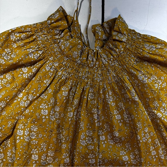 J.Crew Yellow High Neck Liberty Print Floral Ruffle Self Tie 100% Cotton Size XS - Picture 8 of 16